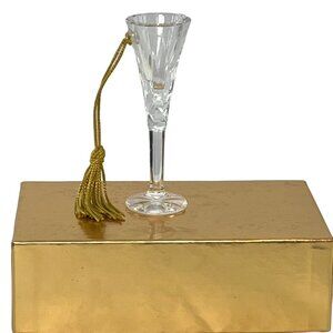 Gorham Crystal 2000 Holiday Toasting Flute With Tassel NIB Christmas Ornament